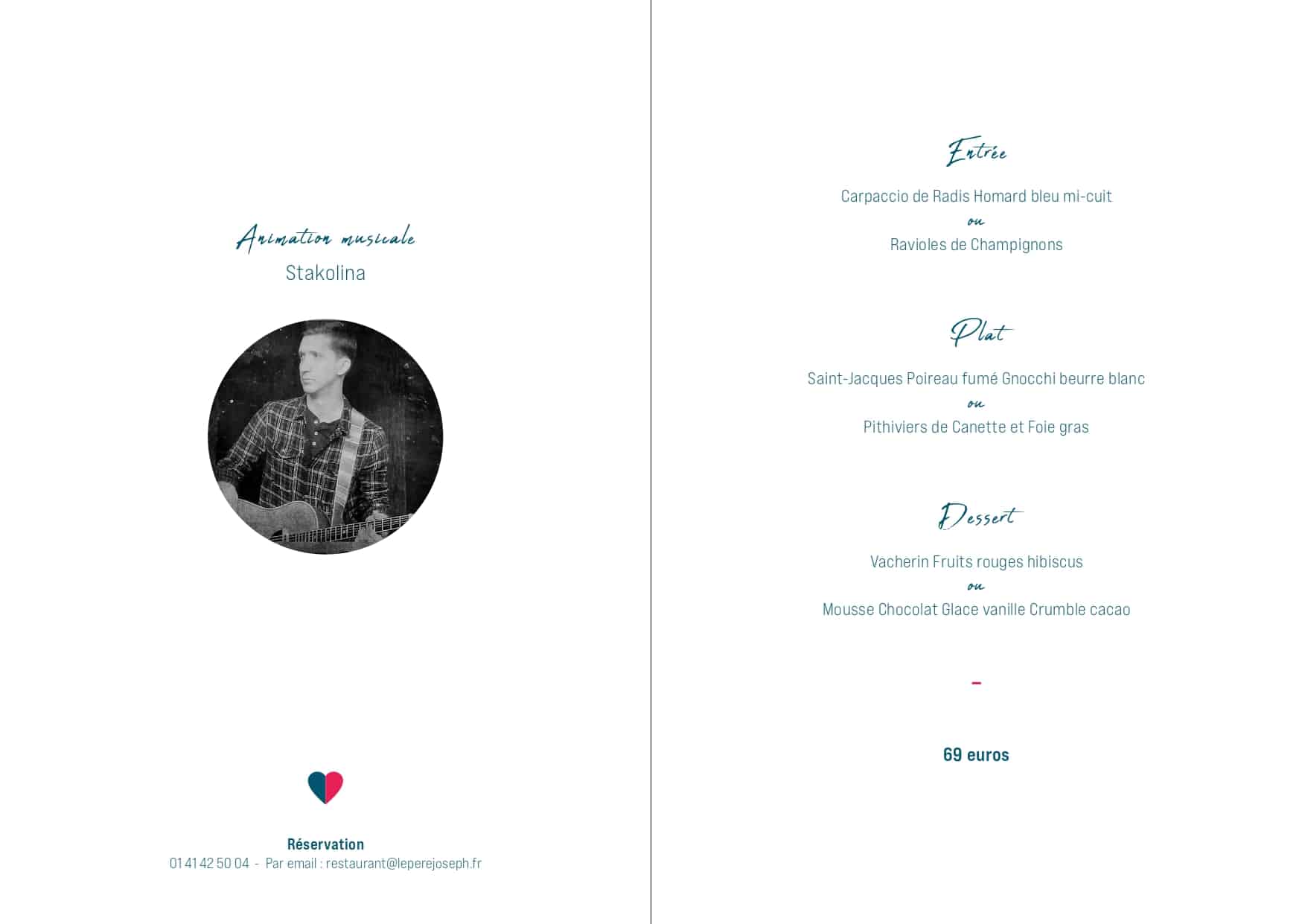 Menu Saint-Valentin Rueil-Malmaison Père Joseph 2025